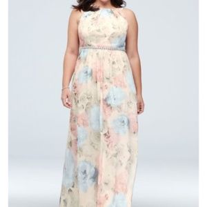 Floral-Printed Plus Size Sheath with Beaded Waist
